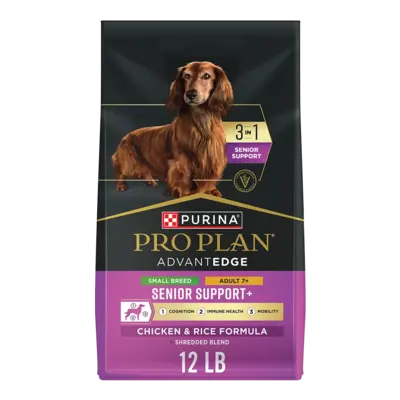 Pro Plan AdvantEDGE Small Breed Adult 7+ Senior Support+ Shredded Blend Chicken & Rice Formula Dry Dog Food