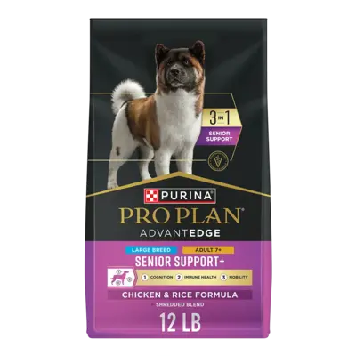 Pro Plan AdvantEDGE Large Breed Adult 7+ Senior Support+ Shredded Blend Chicken & Rice Formula Dry Dog Food